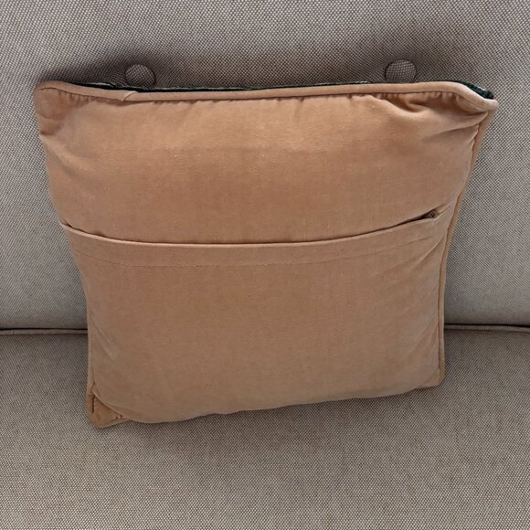 Vintage Handmade Needlepoint Petit Point Pillow with Flower - Picture 2 of 2